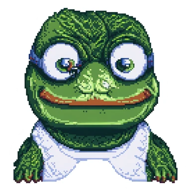 Rare Pepe meme pixel art with rainbow background sticker