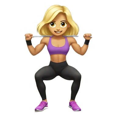 muscular blond girl doing squats at gym sticker