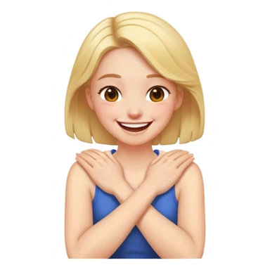 Girl hands on her neck arms crossed laughing  sticker