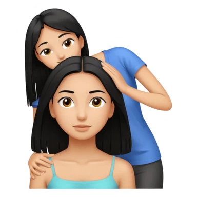 Niña de pelo lacio negro siendo masajeada  sticker