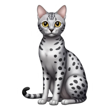 Egyptian Mau cat full body sitting with black eyes sticker
