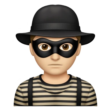 classic robber with black mask and striped shirt sticker