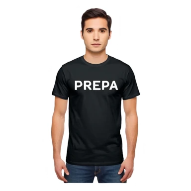  T-shirt with the words “prepa udem” printed in small white text on the chest. The shirt has a simple, casual fit and a clean, minimalist look. sticker