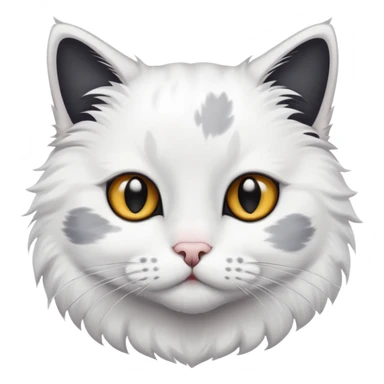 white cat with black tail and grey spots on his face  sticker