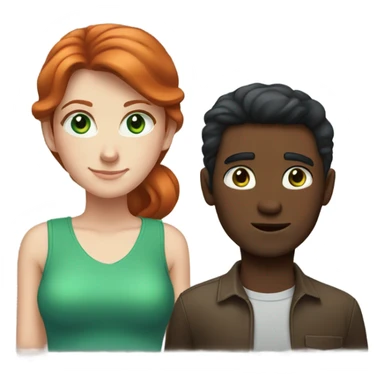 Red hair girl with green eyes girlfriend with dark brown hair man with blue eyes boyfriend sticker