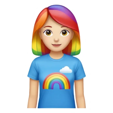 woman with rainbow coloref t shirt sticker