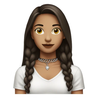 Brunette girl wearing choker sticker