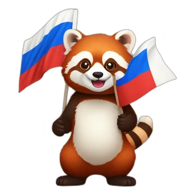 red panda with the flag of russia sticker