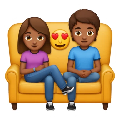 two brown-skinned teens sitting on a couch, emoji style sticker