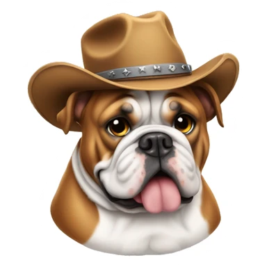 English bulldog wearing cowboy hat sticker
