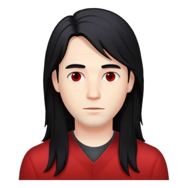 man long hair black red haid sticker