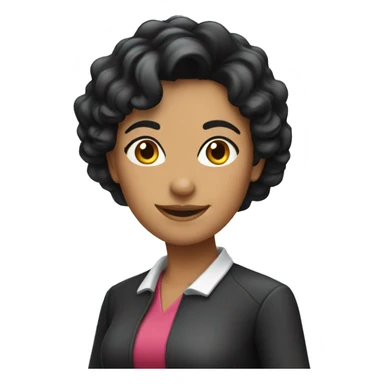 Latin woman teacher black hair with congratulations sticker