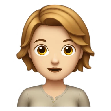 white girl with brown short hair shrugging sticker