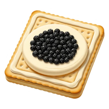 Black Caviar on a cracker with cream sticker