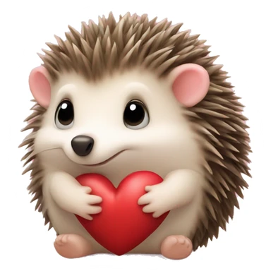 A cute little hedgehog holds a heart in its paws sticker