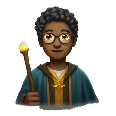 a young wizard wearing glass with lighting   sticker