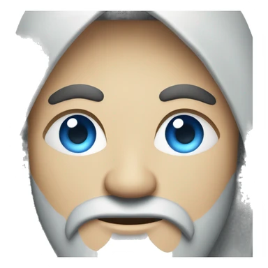 blue eyes. long beard. behind laptop. male.  sticker