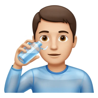 man drinking water from a bottle sticker