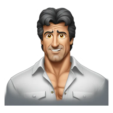 sylvester stallone cartoon wearing shirt sticker