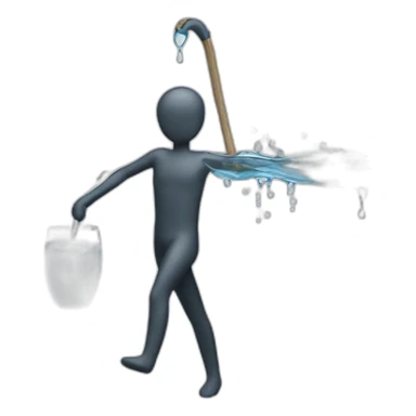 stick figure with water arm float  sticker