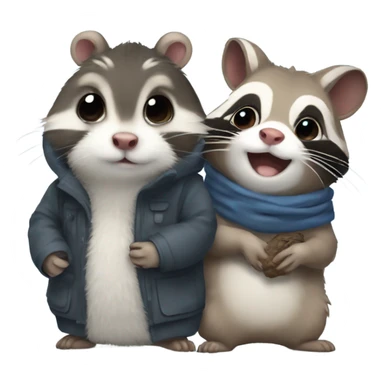 Cold weather hamster and raccoon  sticker