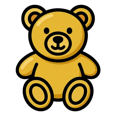 gold teddy bear, metallic, shiny icon sticker