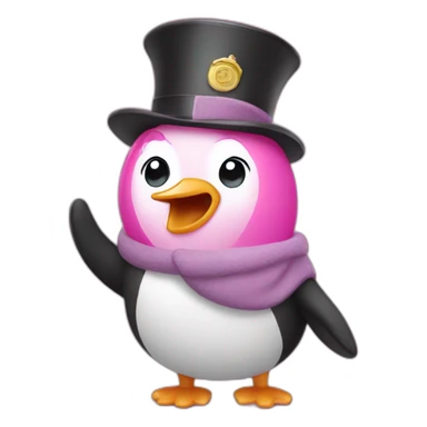 pink pingouin saluting sticker