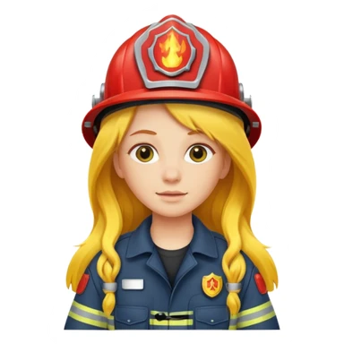 girl fireman with long yellow hair sticker