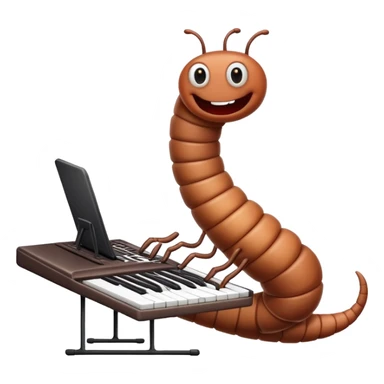 worm playing a keyboard sticker