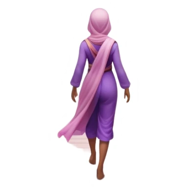 A small figure walks back across a foggy bridge, holding soft pink and purple orbs in each hand—symbolizing compassion and forgiveness. A gentle heart aura trails behind them, showing healing in motion. sticker