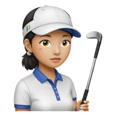 asian women golfer sick profile sticker