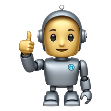 cute recruiter robot emoji, flat, giving a thumbs up, business casual sticker
