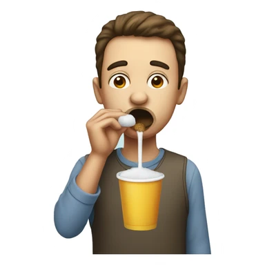 person drinking sugar in the nose through a silly sraw sticker