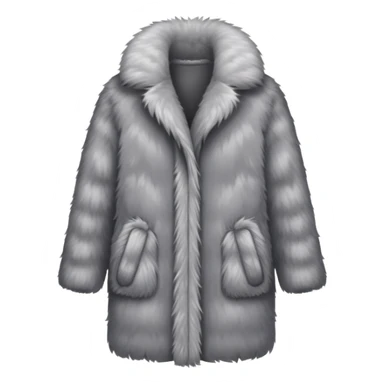 super realistic grey fur coat isolated sticker