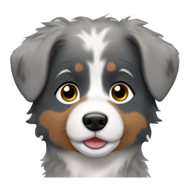 Brunette woman with short hair and blue Merle Australian shepherd sticker