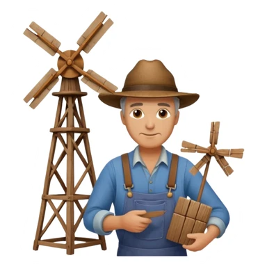 Farmer holding a mini windmill sticker