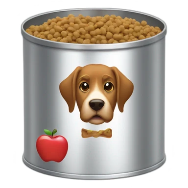open tin of dogfood with the Apple logo sticker