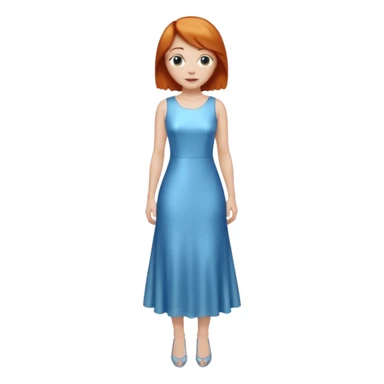 woman lshort ginger hair blue shiney long dress full body sticker