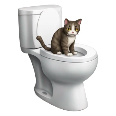 Cat sitting on the toilet on the phone  sticker