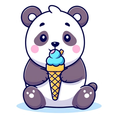 Panda eating ice cream sticker