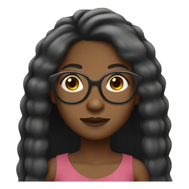 black girl with straight long hair with glasses and brown eyes sticker