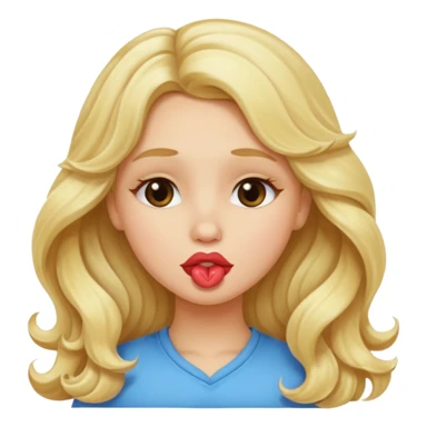 Blonde girl long wavy hair making kissy face  sticker