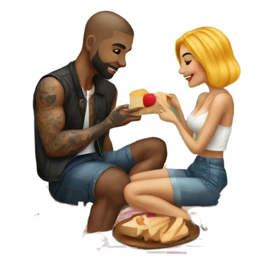 Romantic picnic date for beautiful tattooed couple sticker