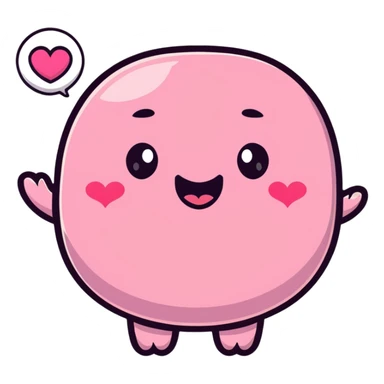 An adorable pink heart character with eyes and a smiling mouth, where the top heart lobes are plump and shaped like butt cheeks sticker