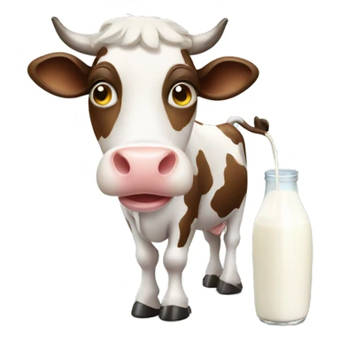 Cow with milk sticker