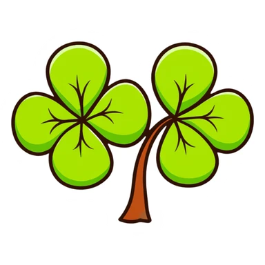 lucky four-leaf clover and kiwi fruit sticker
