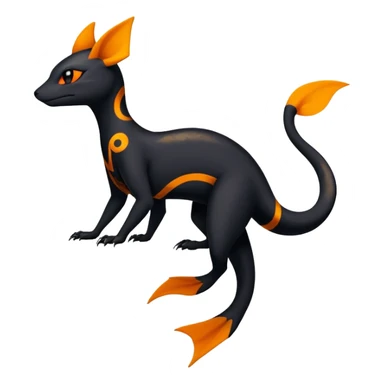 Colorful Exotic Black and Orange Salandit-Aurorus-Umbreon-Fakémon-hybrid-creature (full body)  sticker