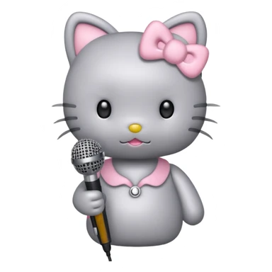 grey Hello Kitty with a microphone  sticker