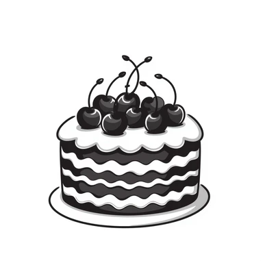 Hand-drawn whole chocolate cake with cherries on top sticker