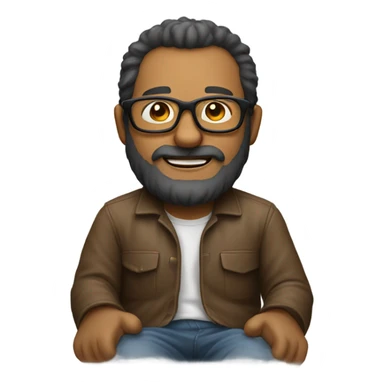 hairy man with glasses sitting on the couch sticker